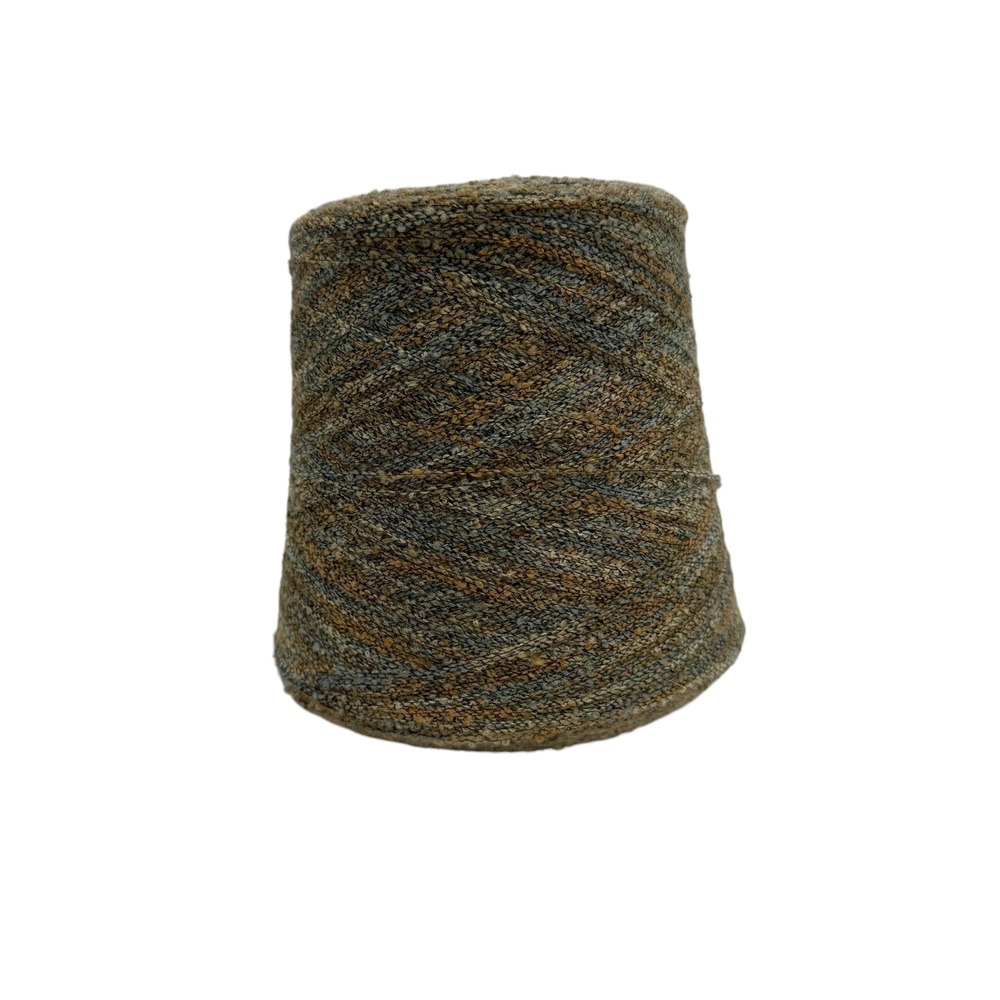 Vintage | Overfil Bardana Stampato Yarn Cone Green Brown Boucle 576g Mixed Fiber